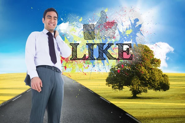 Composite image of smiling businessman standing — Stock Photo, Image