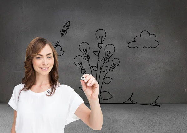 Businesswoman holding marker — Stock Photo, Image