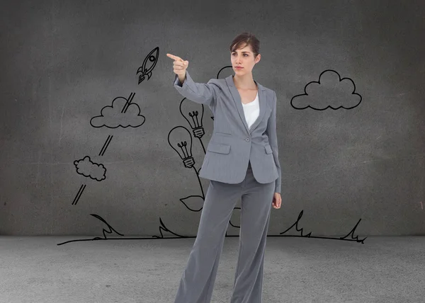 Imagen compuesta de la mujer de negocios señalando — Foto de Stock