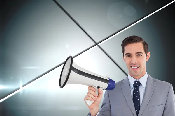 Businessman holding a megaphone — Stock Photo, Image