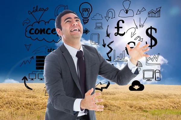 Composite image of stressed businessman catching — Stock Photo, Image