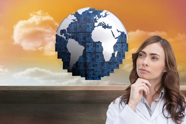 Composite image of thoughtful doctor looking away — Stock Photo, Image