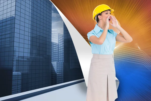 Composite image of attractive architect shouting — Stock Photo, Image