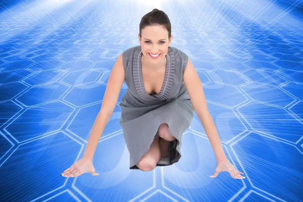 Composite image of smiling gorgeous woman getting ready for departure — Stock Photo, Image