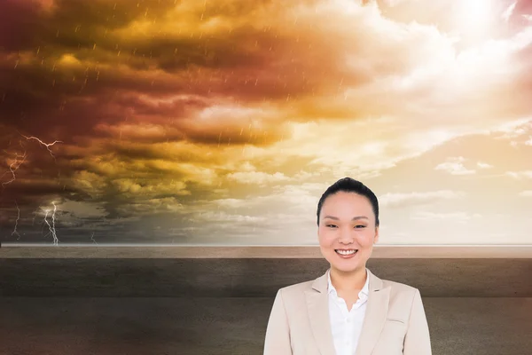 Imagem composta de mulher de negócios asiática sorridente — Fotografia de Stock