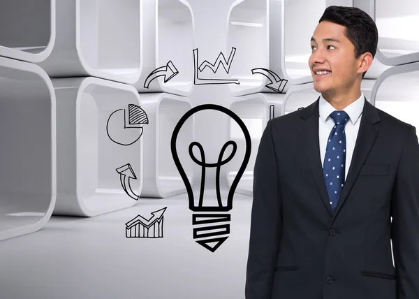 Komposittbilde av smilende asiatisk forretningsmann – stockfoto