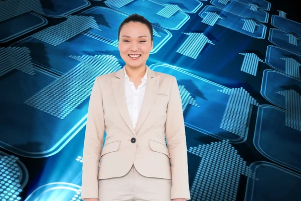 Samengestelde afbeelding van Aziatische Glimlachende zakenvrouw — Stockfoto