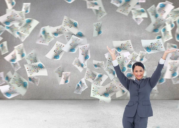 Cheering businesswoman — Stock Photo, Image