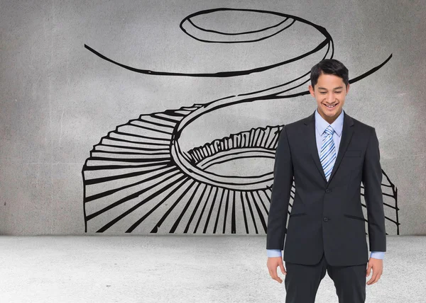 Kompozitní obraz usmívající se asijský obchodník — Stock fotografie