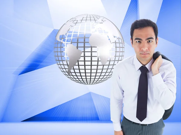 Composite image of unsmiling businessman standing — Stock Photo, Image