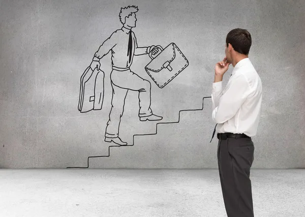 Composite image of thoughtful classy businessman looking away — Stock Photo, Image