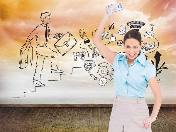 Furious classy businesswoman throwing her calculator — Stock Photo, Image