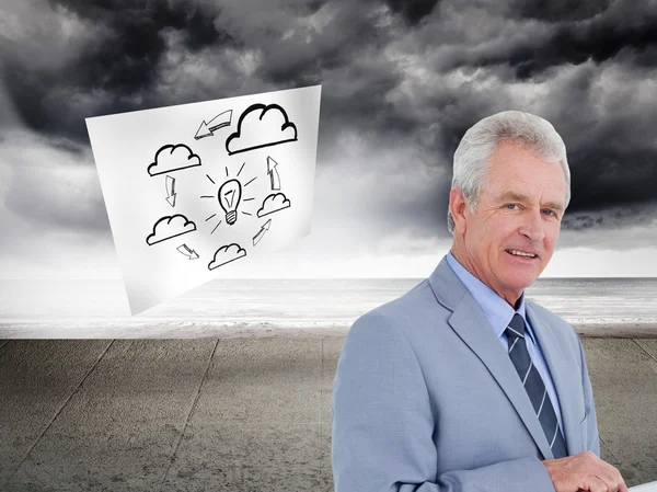 Mature tradesman with tablet computer — Stock Photo, Image