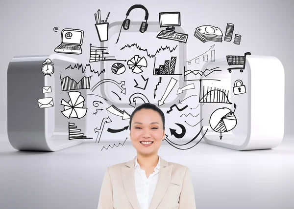 Composite image of smiling asian businesswoman walking — Stock Photo, Image