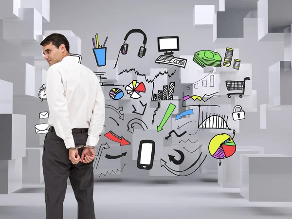 Businessman wearing handcuffs — Stock Photo, Image