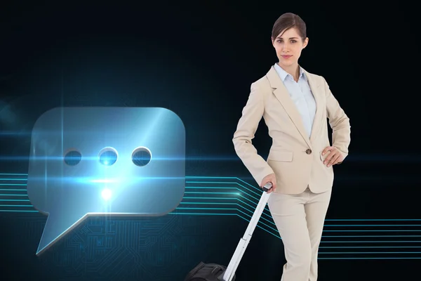 Composite image of businesswoman with suitcase — Stock Photo, Image