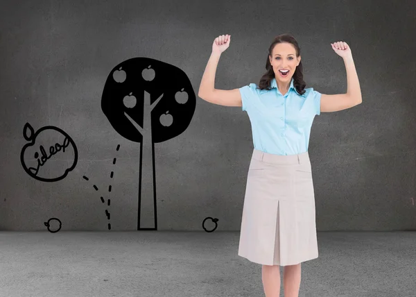 Victorious stylish businesswoman posing — Stock Photo, Image