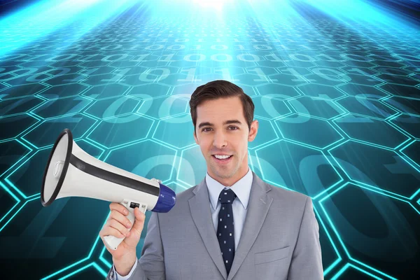 Businessman holding a megaphone — Stock Photo, Image