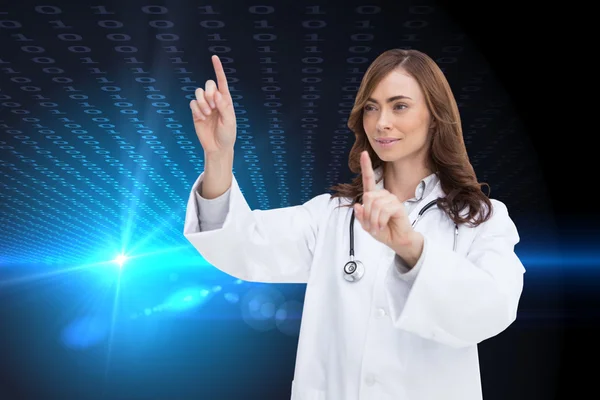 Happy doctor pointing — Stock Photo, Image