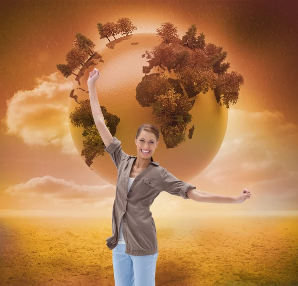 Happy woman jumping — Stock Photo, Image