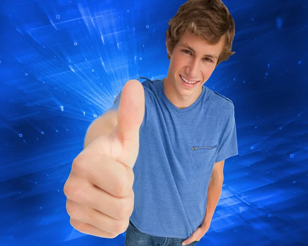 Male student the thumb-up — Stock Photo, Image