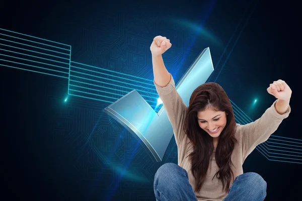 Cheering while using laptop — Stock Photo, Image