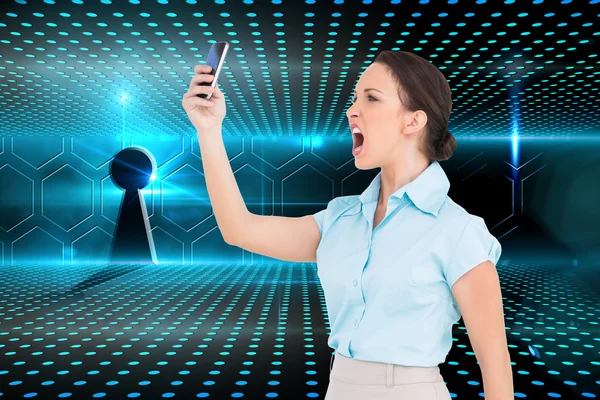 Composite image of angry classy businesswoman yelling at her sma — Stock Photo, Image