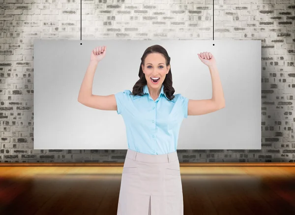 Victorious stylish businesswoman posing — Stock Photo, Image