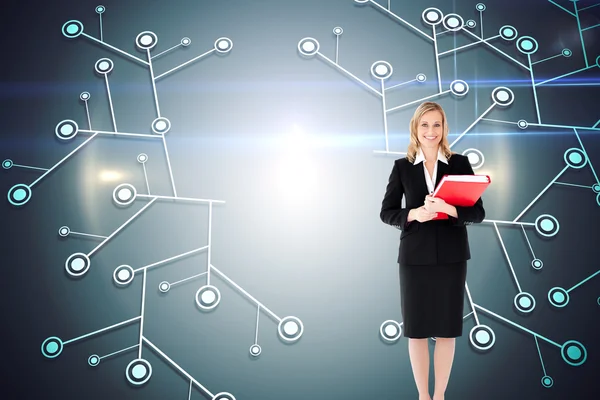 Businesswoman holding folders — Stock Photo, Image