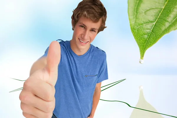 Male student the thumb-up — Stock Photo, Image