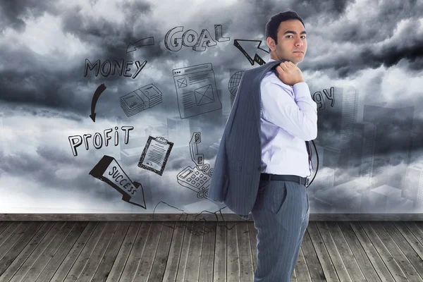 Composite image of unsmiling businessman standing — Stock Photo, Image