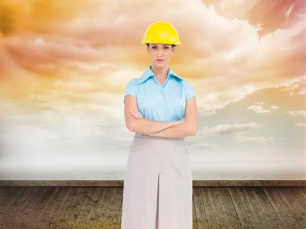 Serious pretty architect posing — Stock Photo, Image