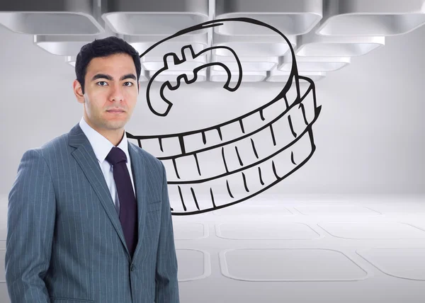 Composite image of unsmiling businessman standing — Stock Photo, Image