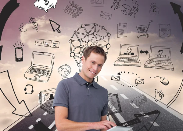 Young man with tablet computer — Stock Photo, Image