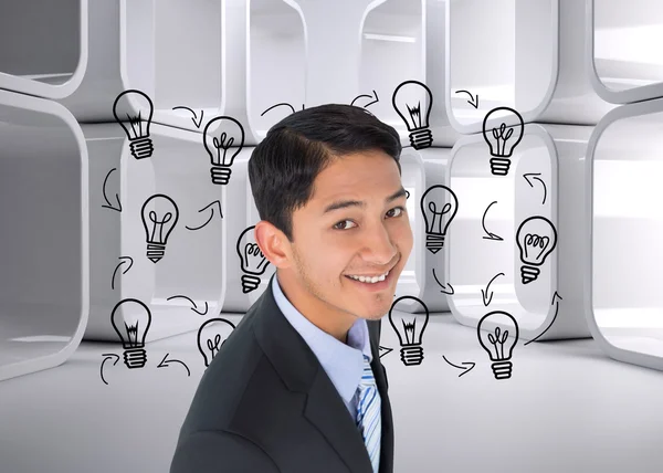 Immagine composita di un uomo d'affari asiatico sorridente — Foto Stock