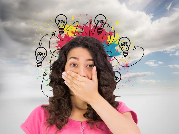 Brown haired woman being shocked — Stock Photo, Image