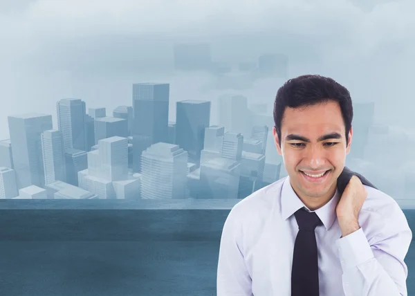 Imagen compuesta del hombre de negocios sonriente de pie — Foto de Stock