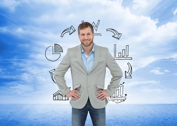 Man smiling with hands on hips — Stock Photo, Image