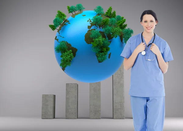 Medico stagista indossa un blu a maniche corte uniforme — Foto Stock