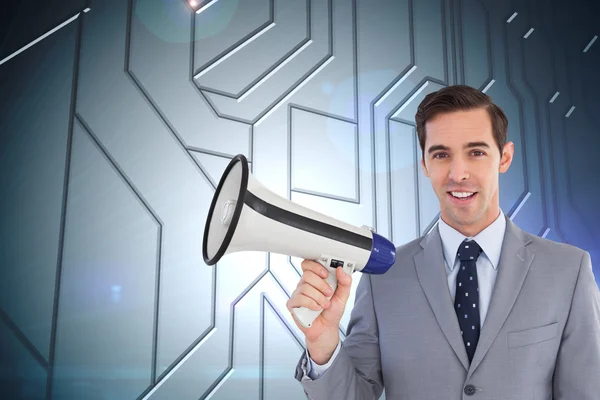 Businessman holding a megaphone — Stock Photo, Image