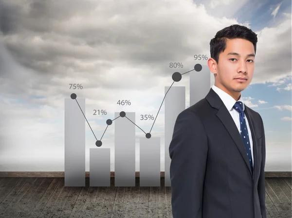 Composite image of statistic on sky background — Stock Photo, Image