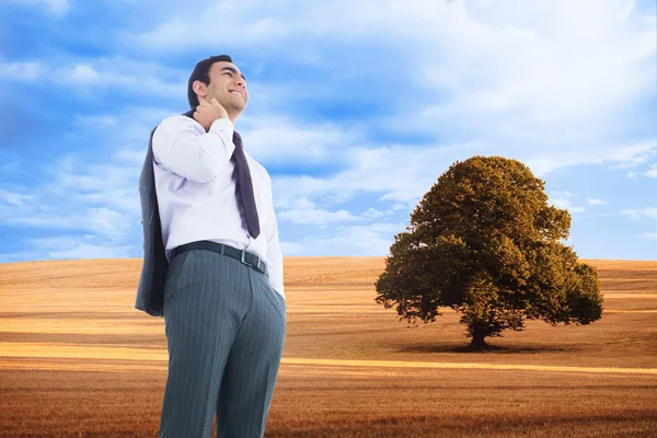 Imagem composta de homem de negócios sorridente de pé — Fotografia de Stock