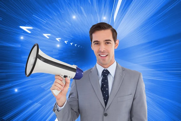 Businessman holding a megaphone — Stock Photo, Image