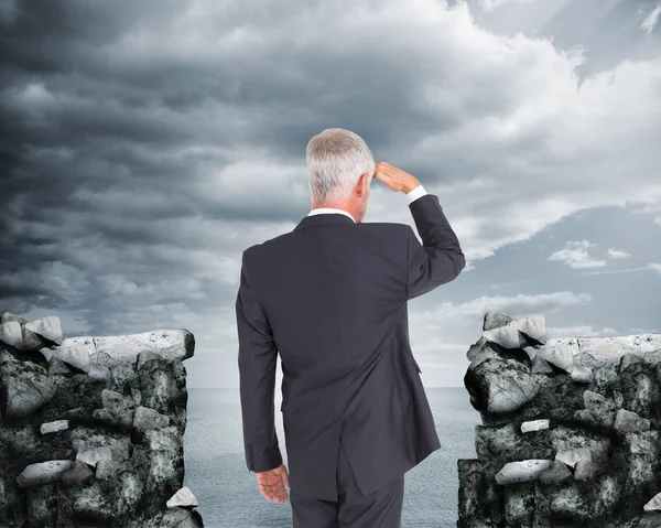 Composite image of rear view of mature businessman looking away — Stock Photo, Image