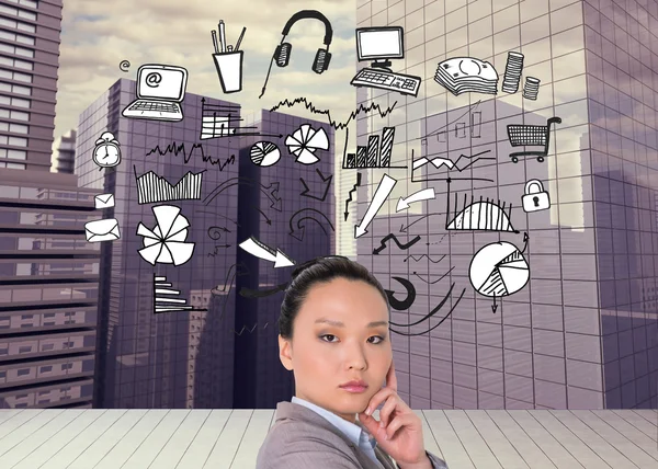 Thoughtful asian businesswoman — Stock Photo, Image