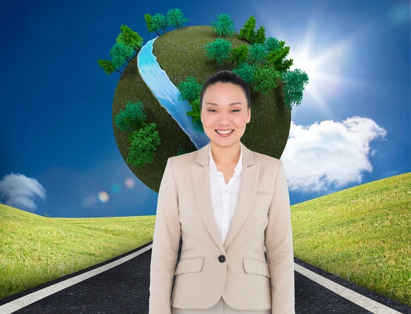 Immagine composita di donna d'affari asiatica sorridente — Foto Stock