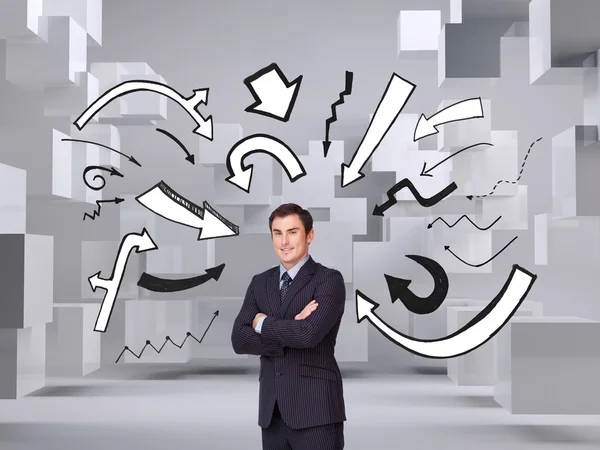 Businessman standing cross-armed — Stock Photo, Image