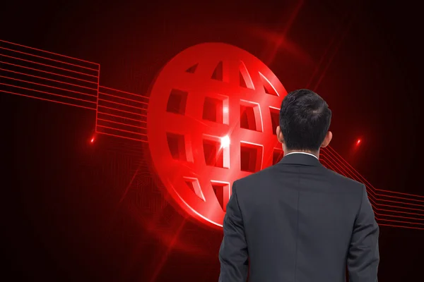 Bileşik görüntü siyah arka plan üzerine parlak kırmızı Küre — Stok fotoğraf