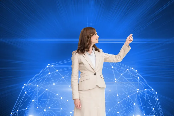 Composite image of brunette businesswoman pulling — Stock Photo, Image