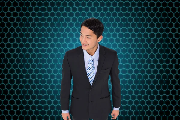 Komposittbilde av smilende asiatisk forretningsmann – stockfoto